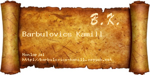 Barbulovics Kamill névjegykártya